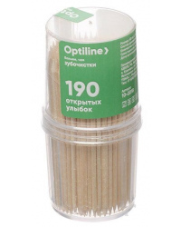 Зубочистки Optiline, деревянные, в пластиковой банке, 190 штук